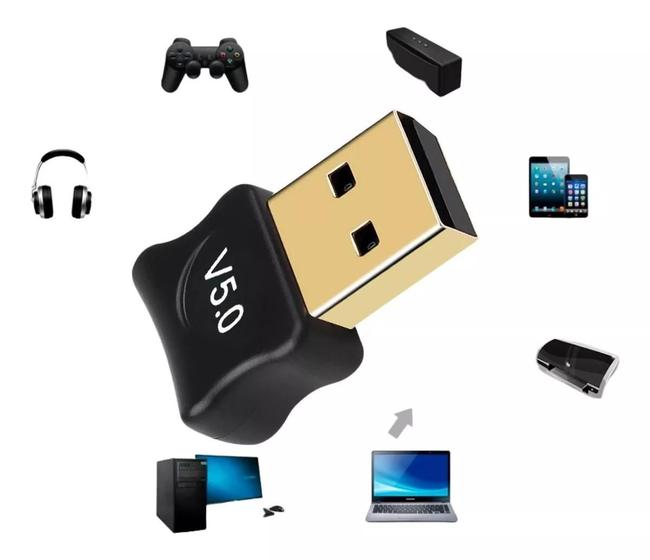 Imagem de Adaptador Sem Fio USB Bluetooth 5.0 Plug And Play Para Notebook Pc Desktop Receptor Transmissor Mouse Teclado