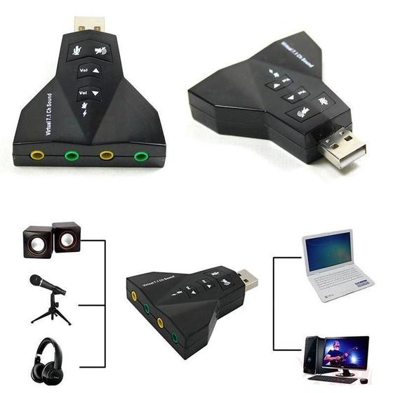 Imagem de Adaptador Som USB 7.1  Compatível Windows, Linux, MacOS