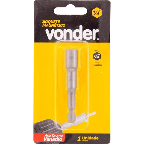 Imagem de Adaptador soquete magnético 3/8x65mm encaixe 1/4" sextavado - Vonder