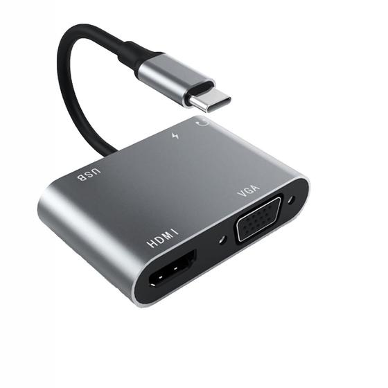 Imagem de Adaptador Tipo-C para VAG com Áudio e HDMI 5 em 1 - Compatível com Diversos Laptops