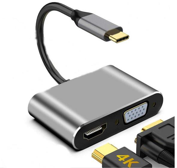 Adaptador Tipo C Pra Hdmi 4k Vga 2 Em 1 Knup Menor preço em Adaptador Tipo C Pra Hdmi 4k Vga 2 Em 1 Knup