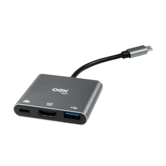 Imagem de Adaptador Tipo C USB-C HDMI 105mm OEX AD401 Cinza