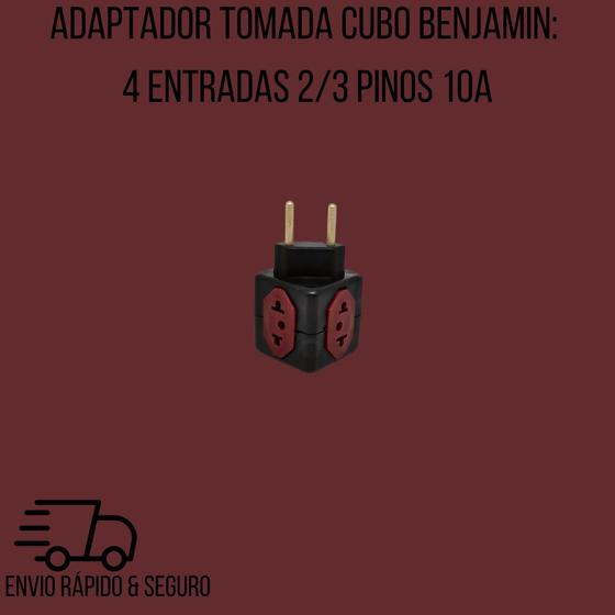 Imagem de Adaptador Tomada Cubo Benjamin: 4 Entradas 2/3 Pinos 10A