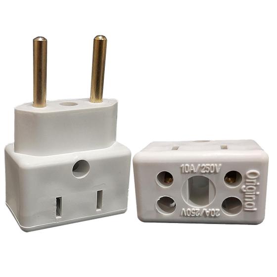 Imagem de Adaptador Tomada Multiuso Plug Elétrico 10a e 20a Bob Esponja Branco