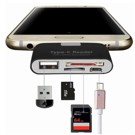 Imagem de Adaptador Type-c  Micro Sd com porta de carga micro Usb