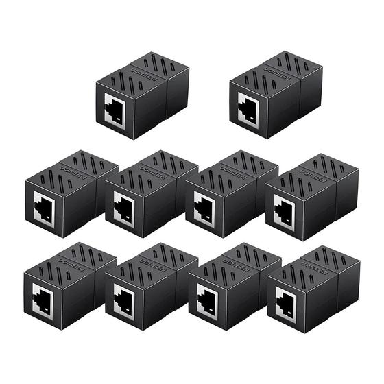 Imagem de Adaptador Ugreen Acoplador RJ45 Fêmea Pacote com 10 Unidades Preto