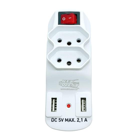 Imagem de Adaptador Universal 2 Tomadas + 2 Saídas USB Bivolt 7014 DNI