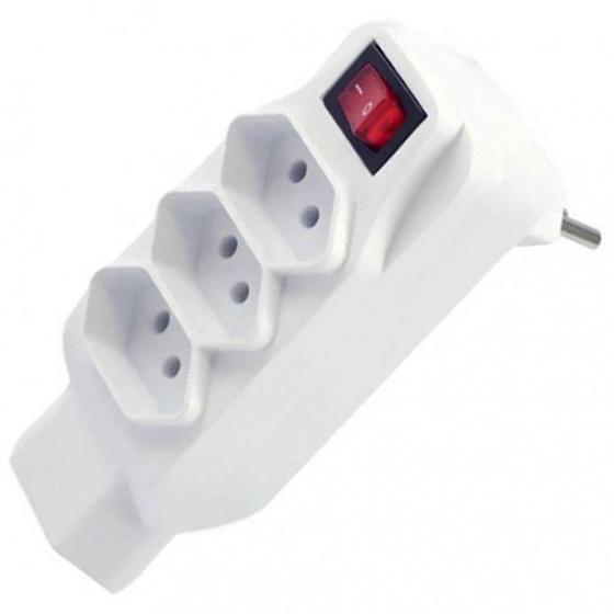 Adaptador universal 2p+t 4 tomada com chave liga/desliga Menor preço em Adaptador universal 2p+t 4 tomada com chave liga/desliga
