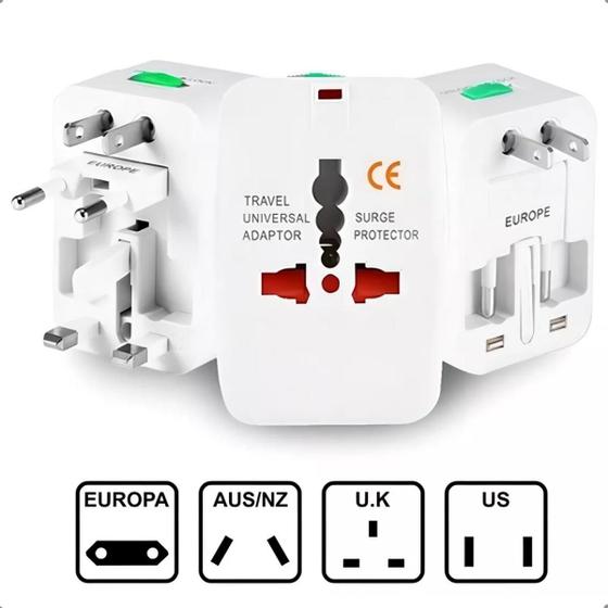Imagem de Adaptador Universal com 2 com capa para Viagem Internacional