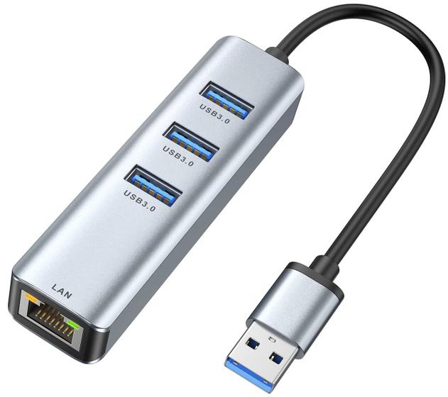 Imagem de Adaptador USB 3.0 para Ethernet ABLEWE - Hub USB 3.0 com 3 Portas