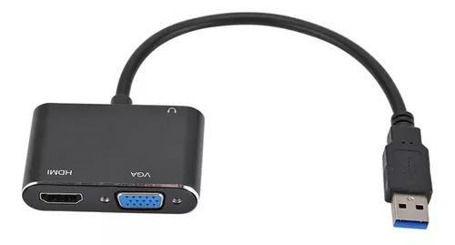 Imagem de Adaptador Usb 3.0 Para Hdmi/vga Com Áudio (p2) Full Hd 1080p