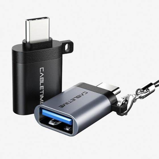 Imagem de Adaptador USB C Macho Para USB 3.0 Fêmea OTG Cinza CableTime