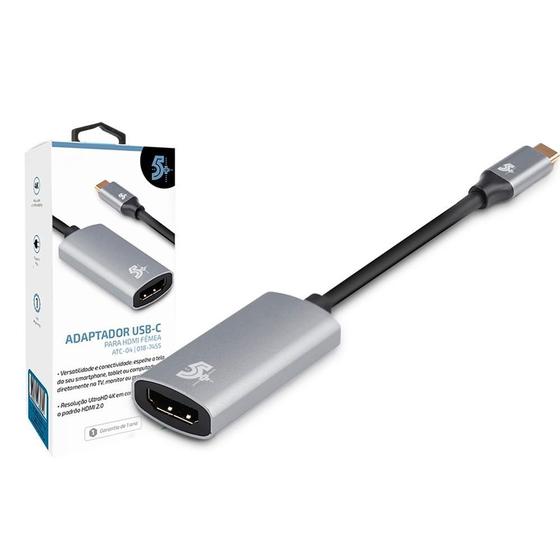 Imagem de Adaptador USB C para HDMI 4K 60Hz Fêmea 018-7455  5+ Adaptador USB C para HDMI 4K 60Hz Fêmea 018-7455 5+