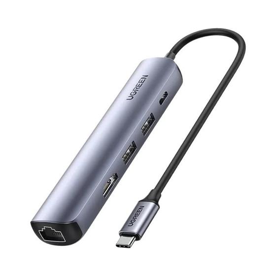 Imagem de Adaptador USB-C Ugreen - Hub 4K 60Hz com HDMI, RJ45, PD e USB 3.0 para Macbook