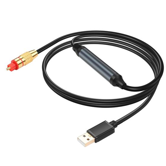 Imagem de Adaptador USB para áudio óptico GINTOOYUN USB A para fibra óptica