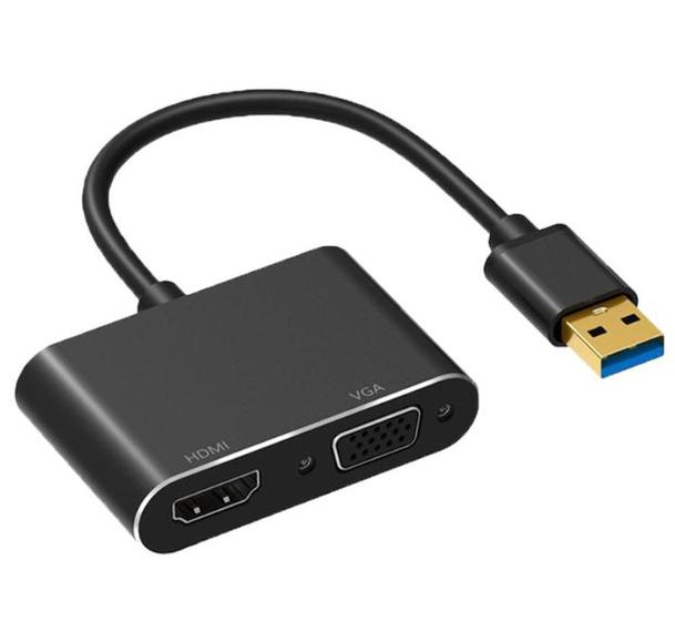 Imagem de Adaptador USB para HDMI VGA, USB 3.0 para HDMI Conversor 1080P HDMI e VGA Sync Suporte de saída Windows 10/8/7 Apenas