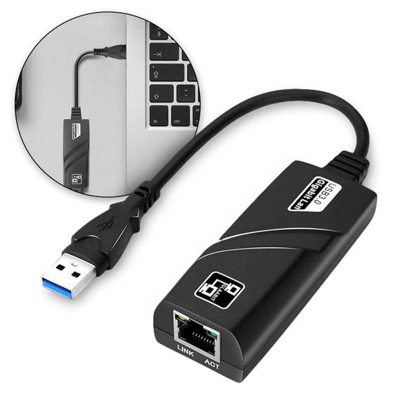 Adaptador USB Placa De Rede RJ45 Gigabit 1000Mbps Notebook - Tomate Menor preço em Adaptador USB Placa De Rede RJ45 Gigabit 1000Mbps Notebook - Tomate