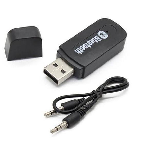 Imagem de Adaptador Usb Receptor De Áudio Bluetooth Para Som Automotivo e Residencial P2 - preto cabo