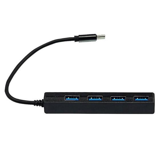 Imagem de Adaptador USB Tipo C com 4 Portas USB 3.0 Preto