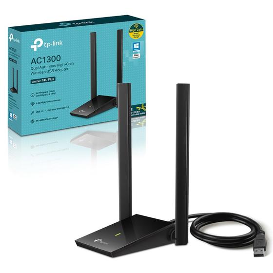 Imagem de Adaptador Usb Wireless Duas Antenas 1300mbps AC1300 Archer T4u Plus TP Link