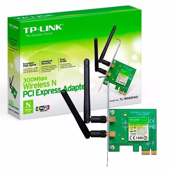 Imagem de Adaptador Wireless PCI Express TP-Link TL-WN881ND 300MBPS 2 Antenas