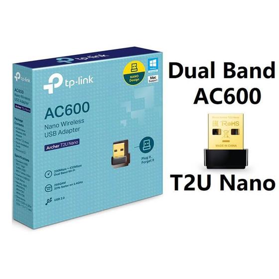 Imagem de Adaptador Wireless TP-Link Archer T2U Nano Wireless USB AC600 Dual Band - Preto