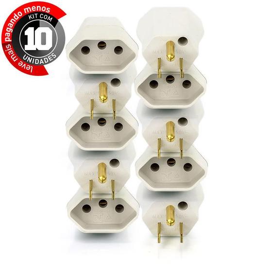 Imagem de Adaptadores Tomada 3 Pinos Para Novo Padrão - Kit Com 10