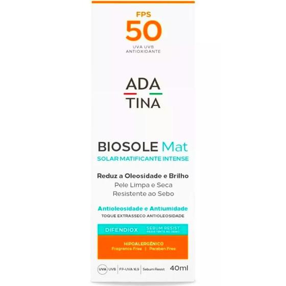 Imagem de Adatina Biosole Mat Protetor Solar Reduz Oleosidade Brilho 