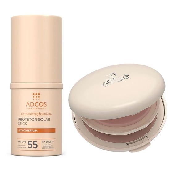 Imagem de Adcos Dermocosméticos Kit - Protetor Solar Pó Compacto Com Cor Nude + Protetor Solar Stick Com Cor Nude