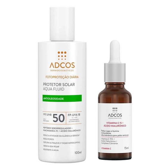 Imagem de Adcos Dermocosméticos Kit - Sérum Facial + Protetor Solar Aqua Fluid FPS50