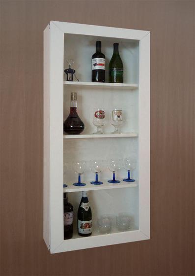 Imagem de Adega Bar para Vinhos e Bebidas Cristaleira Suspenso de Parede para Sala Estar ou Jantar Branco