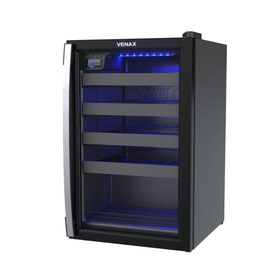 Imagem de Adega de Vinhos Climatizada Piubella 82L 24 Garrafas Preto Fosco CAVE 100 - Venax 220V