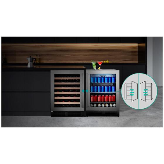 Imagem de Adega de Vinhos Hisense 54 Garrafas - HWL-54W1ANQRI + Frigobar Beverage Cooler 120 Litros Hisense Inox - HBL-14W1AN