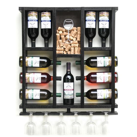 Adega Madeira 11 Garrafas Vinho Porta Rolhas E Taças Menor preço em Adega Madeira 11 Garrafas Vinho Porta Rolhas E Taças