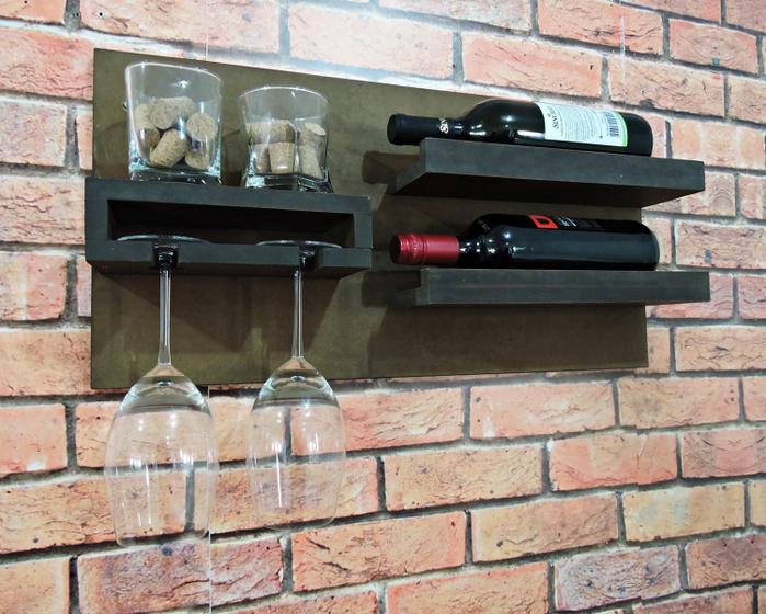 Adega Madeira MDF Barzinho de Parede Para Vinhos Com Porta Taças 60x30cm Tabaco Fosco Menor preço em Adega Madeira MDF Barzinho de Parede Para Vinhos Com Porta Taças 60x30cm Tabaco Fosco