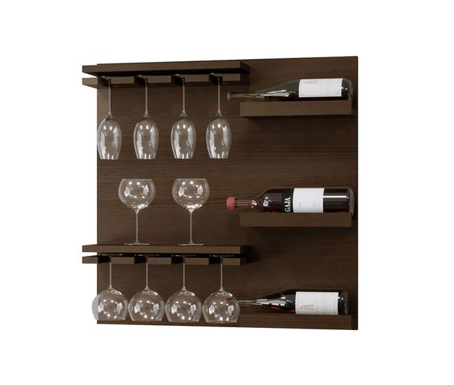 Imagem de Adega Paris barzinho parede suspenso porta taça vinhos whiskies garrafas MDF 67,5x60