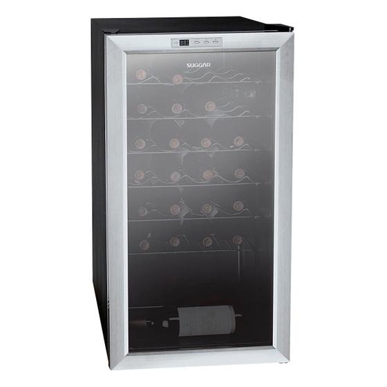 Adega Suggar Toulouse 29 Garrafas Preta Inox 220V AD2722IX Imagem de Adega Suggar Toulouse 29 Garrafas Preta Inox 220V AD2722IX