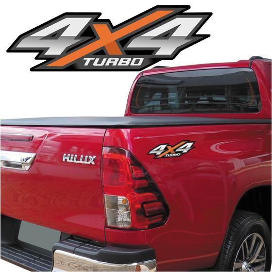 Imagem de Adesivo 4x4 Turbo Hilux 2016/2020 Flex Par Emblema Lateral