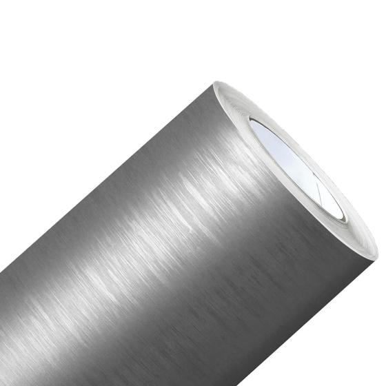 Imagem de Adesivo Aço Escovado Prata Envelopar Geladeira Fogão 5mx60cm