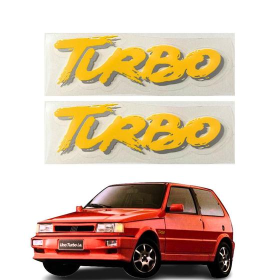 Imagem de Adesivo Amarelo Turbo Lateral Fiat Uno Turbo Par