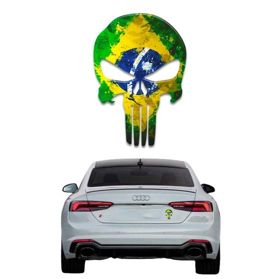 Imagem de Adesivo Carro Moto Justiceiro Brasil Envelhecido - 10x7cm