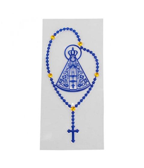 Imagem de Adesivo Carro Terço Nossa Senhora Aparecida Azul 11.5x5.5cm