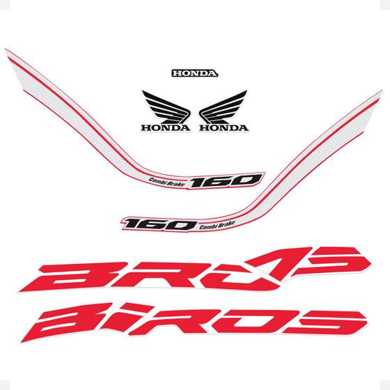 Imagem de Adesivo Compatível Honda Bros 160 2019 Moto Vermelho/Branco