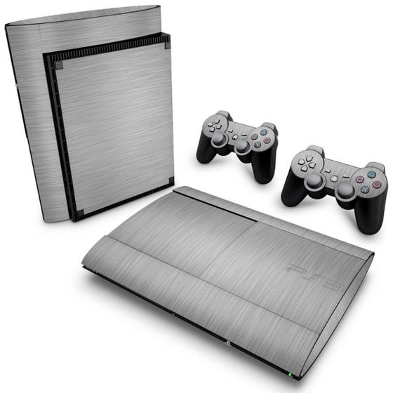 Imagem de Adesivo Compatível PS3 Super Slim Skin - Aço Escovado Cinza