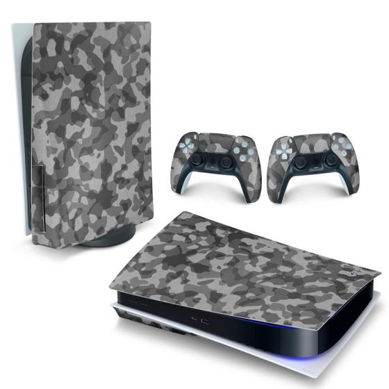 Imagem de Adesivo Compatível PS5 Playstation 5 Skin Horizontal - Camuflado Cinza