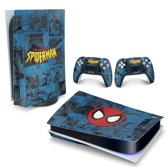 Imagem de Adesivo Compatível PS5 Playstation 5 Skin Horizontal - Homem-Aranha Spider-Man Comics