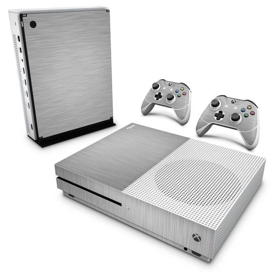 Imagem de Adesivo Compatível Xbox One S Slim Skin  - Aço Escovado Prateado