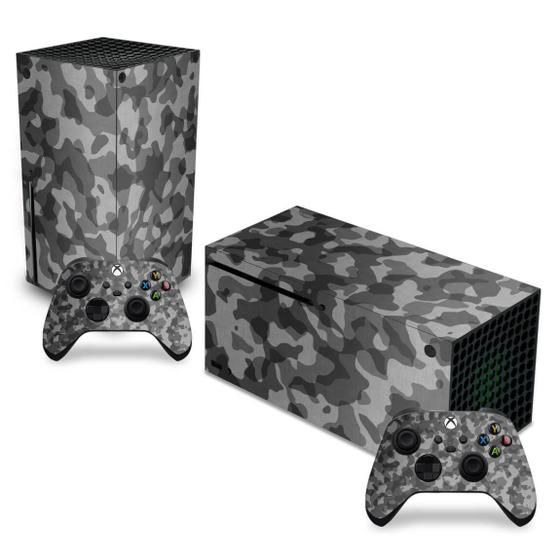 Imagem de Adesivo Compatível Xbox Series X Horizontal Skin - Camuflado Cinza