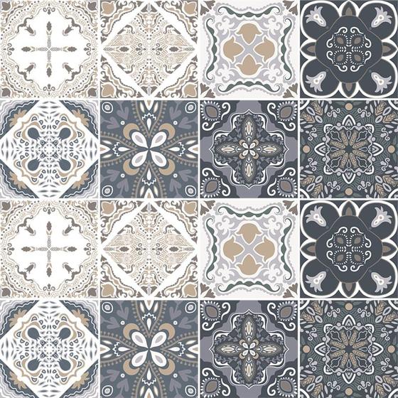 Adesivo de Azulejo - Ladrilho Hidráulico - 10cm x 10cm - 16un - 335Azpe Menor preço em Adesivo de Azulejo - Ladrilho Hidráulico - 10cm x 10cm - 16un - 335Azpe