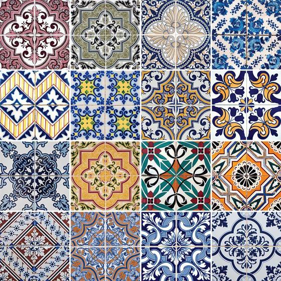 Imagem de Adesivo de Azulejo - Ladrilho Hidráulico - 15cm x 15cm - 16un - 327Azme